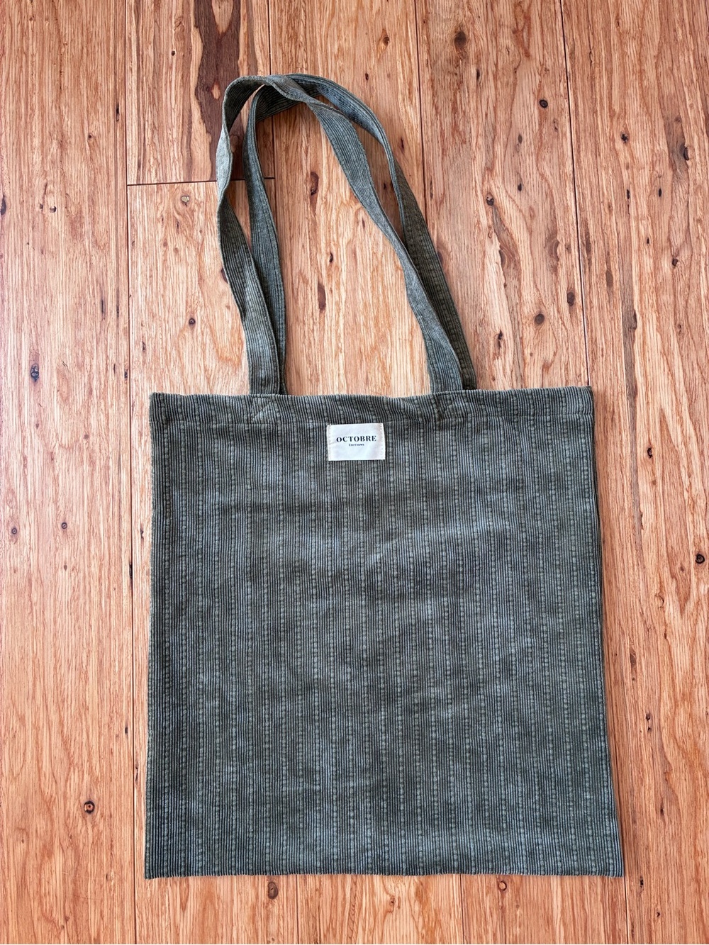 Sézane Octobre Edition Sage Green Medium Corduroy Tote Bag